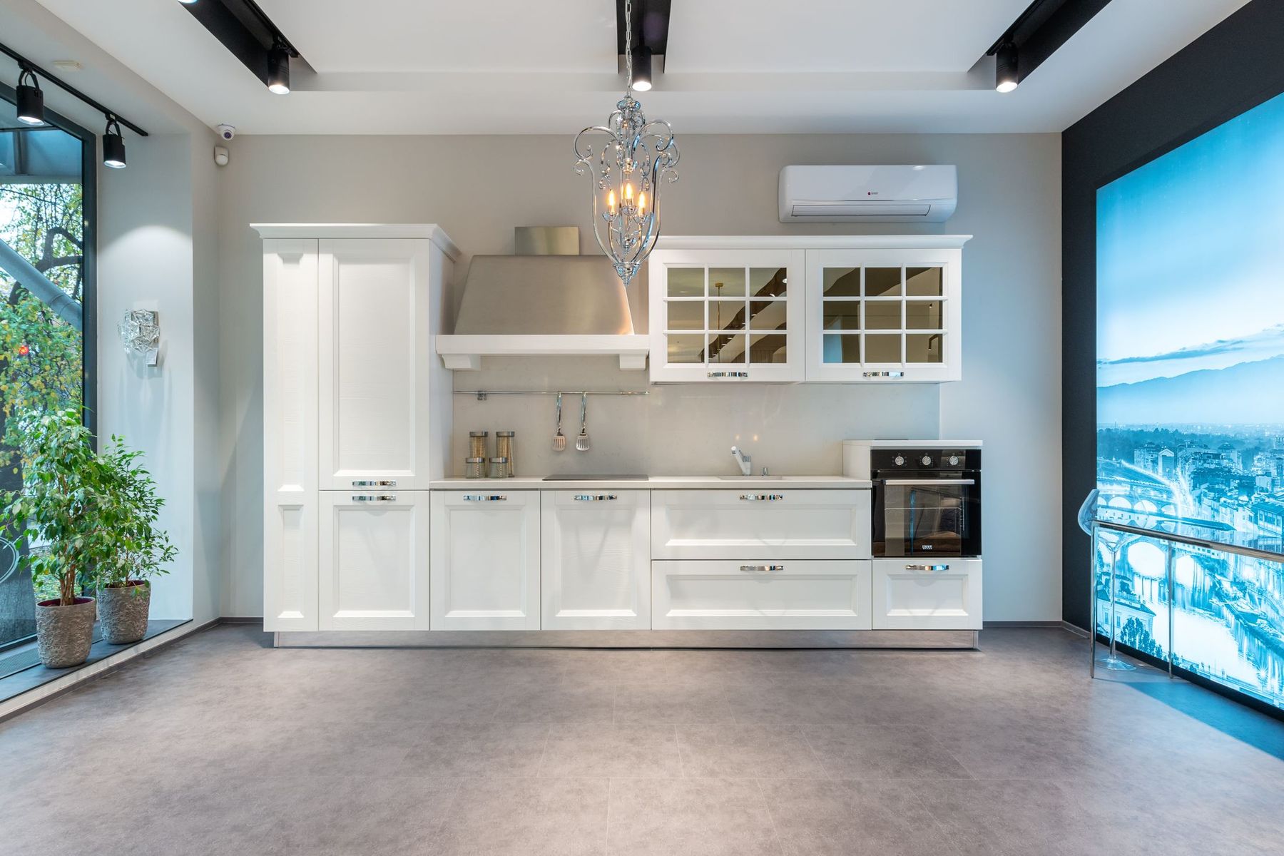 Bright custom kitchen with large island